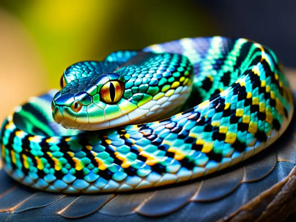 Detalle impresionante de las escamas de una serpiente, destacando su patrón único