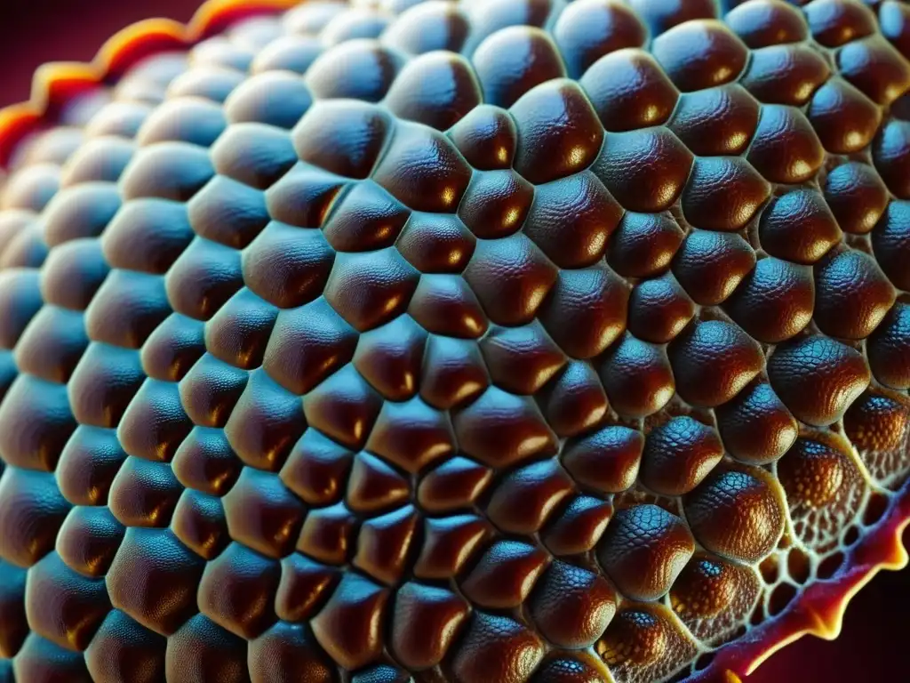 Detalle impresionante del hígado de un reptil, destacando su complejidad y texturas