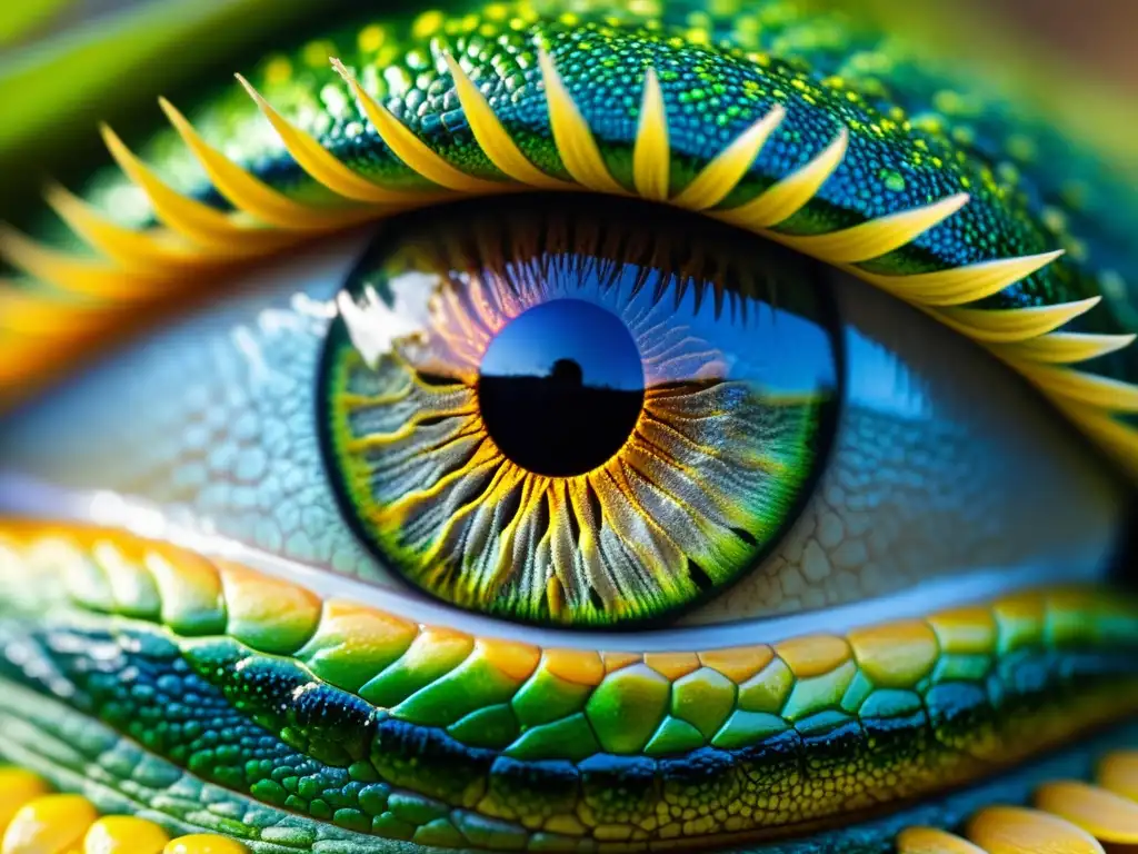 Detalle impresionante del ojo de reptil, reflejando la belleza natural