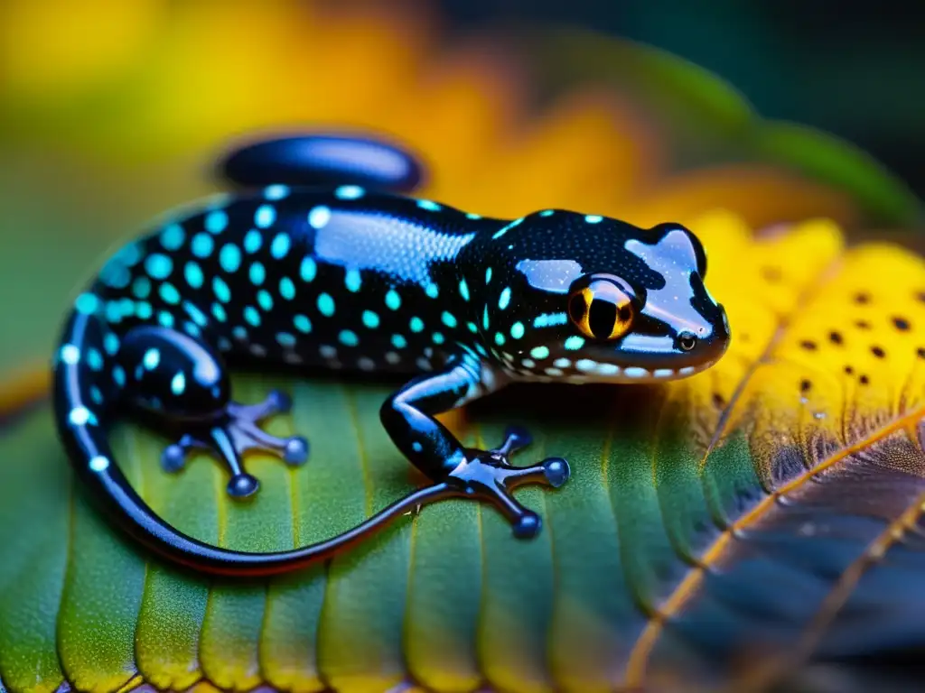 Detalle impresionante de la piel moteada de una salamandra, resaltando adaptaciones genéticas en anfibios