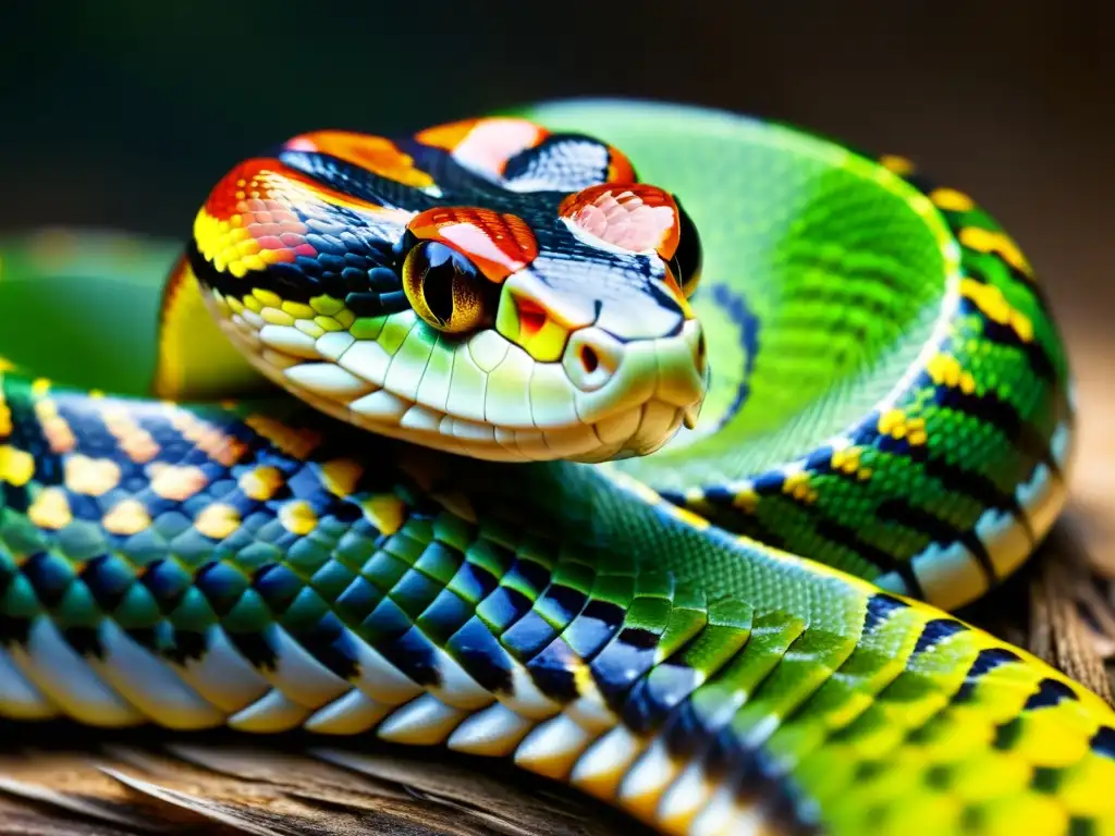 Detalle impresionante de serpiente mudando su piel, revelando las vibrantes nuevas escamas