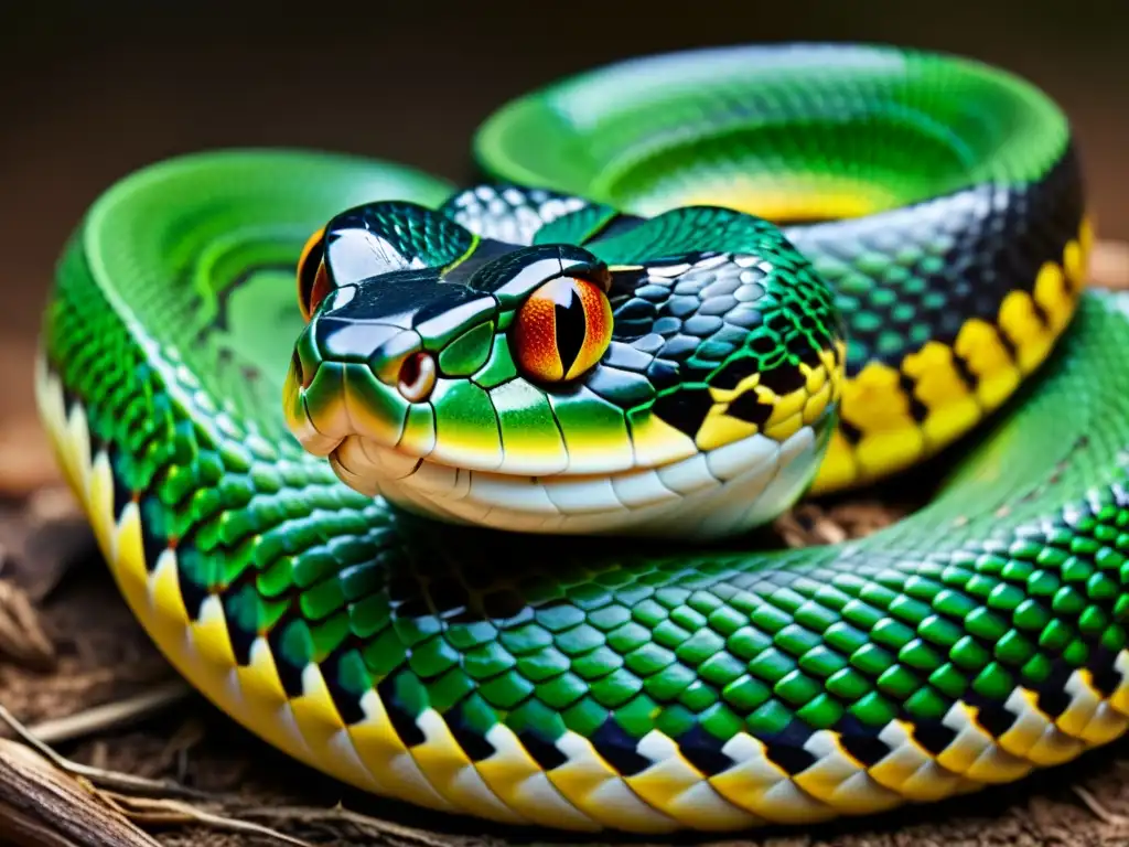 Detalle impresionante de serpiente mudando piel, revelando escamas vibrantes