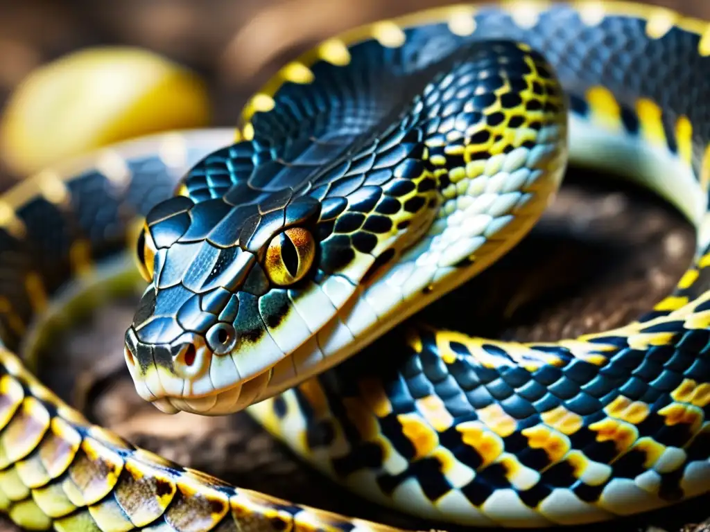 Detalle impresionante de serpiente devorando presa, con textura de escamas y anatomía detallada