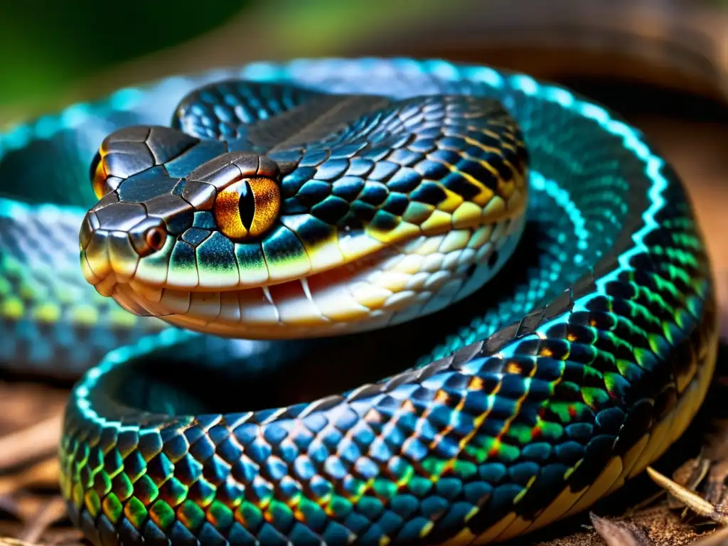 Detalle impresionante de serpiente venenosa lista para atacar