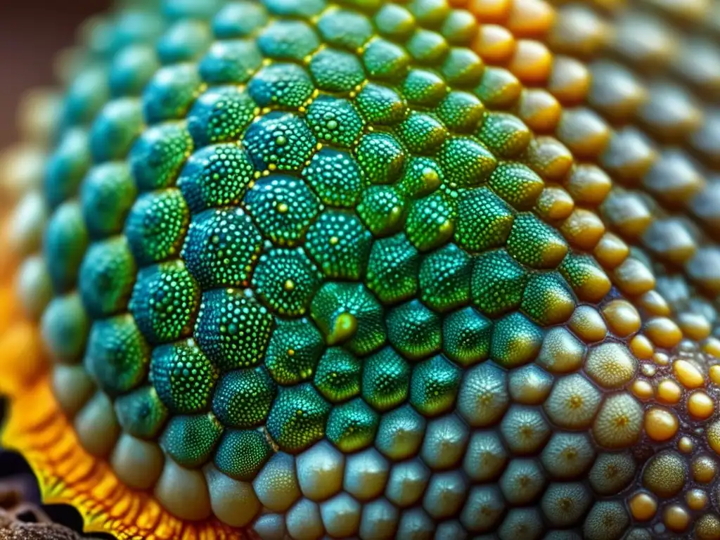 Detalle impresionante de un tumor escamoso en reptil, destacando su forma y textura