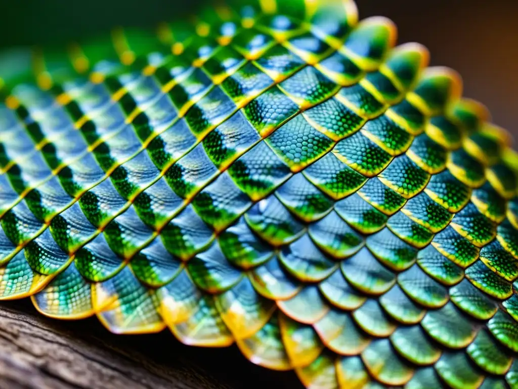 Detalle increíble de las escamas de un reptil, con patrón y textura únicos