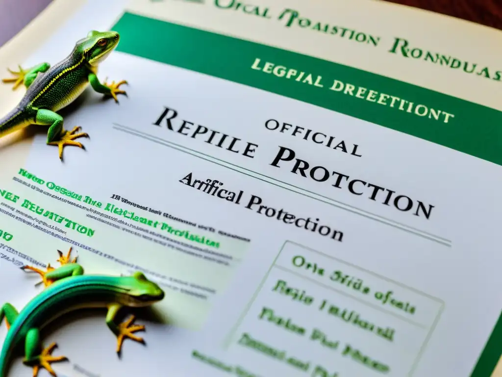 Legislación de Protección de Reptiles: Un Enfoque Detallado Detalle de legislación sobre protección legal para reptiles, con reptiles vibrantes en su hábitat natural