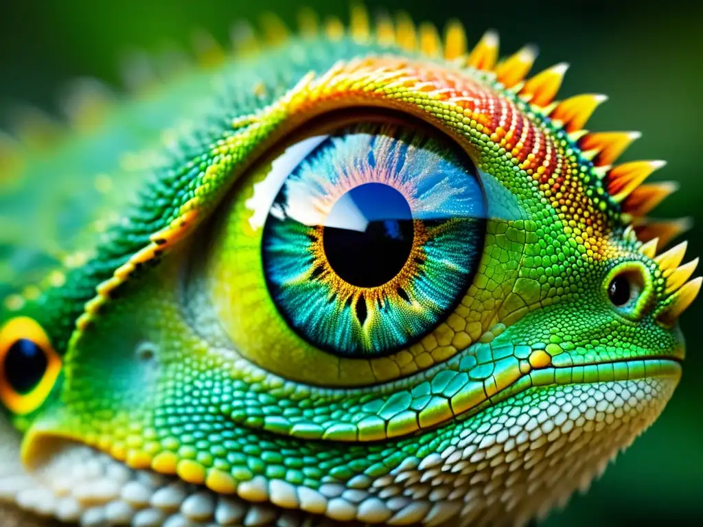 Detalle de ojo de lagarto, escamas vibrantes y mirada alerta