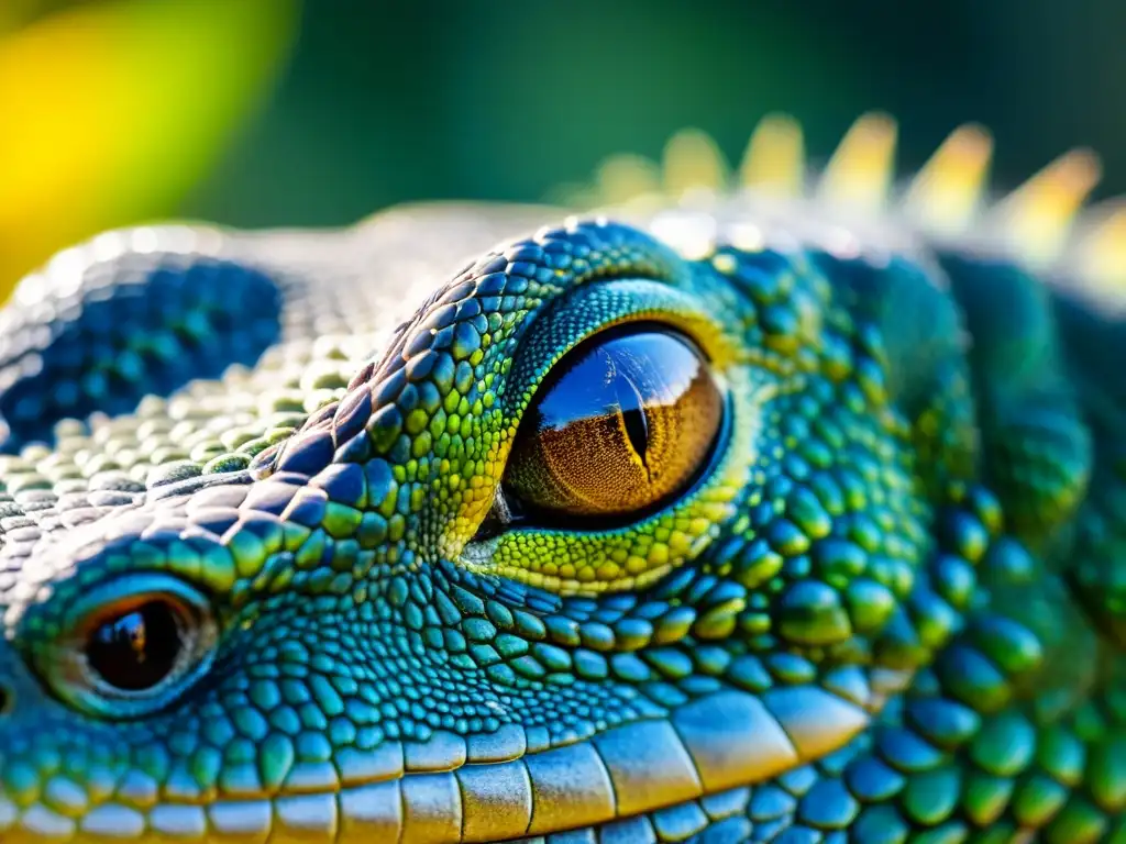 Detalle del ojo de un lagarto monitor, con patrones y texturas intensas