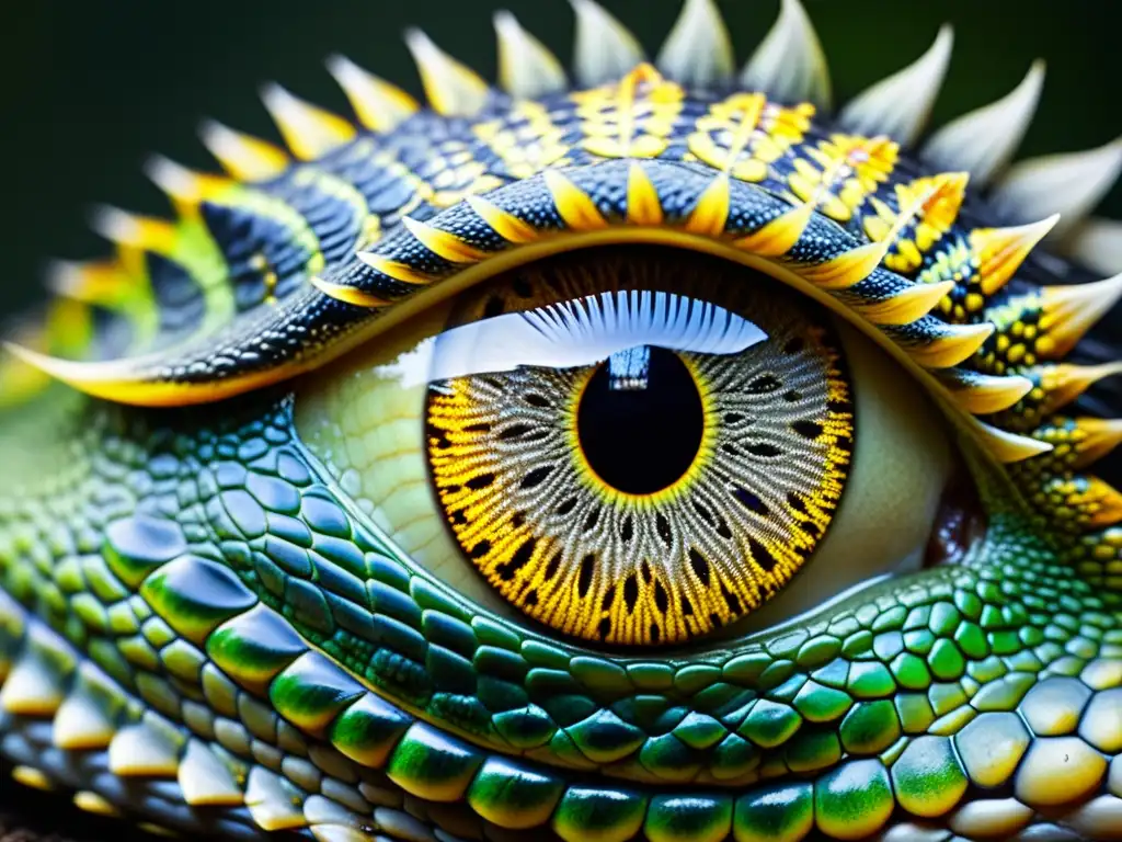 Detalle de ojo de reptil reflejando ciclos de luz y oscuridad, impacto en reptiles