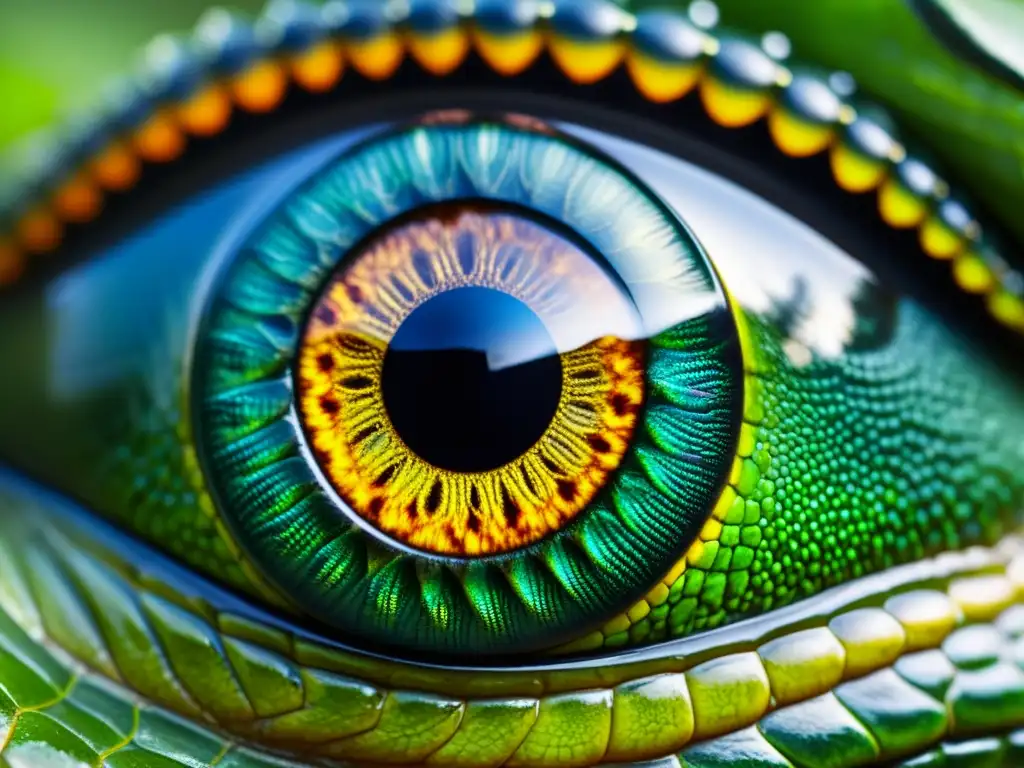 Detalle de un ojo de reptil que muestra la intensidad de su mirada y señales de estrés