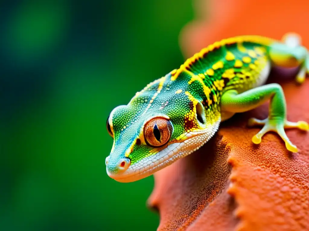 Detalle de una pata de gecko escalando, resaltando sus escamas y técnicas de escalada gecko