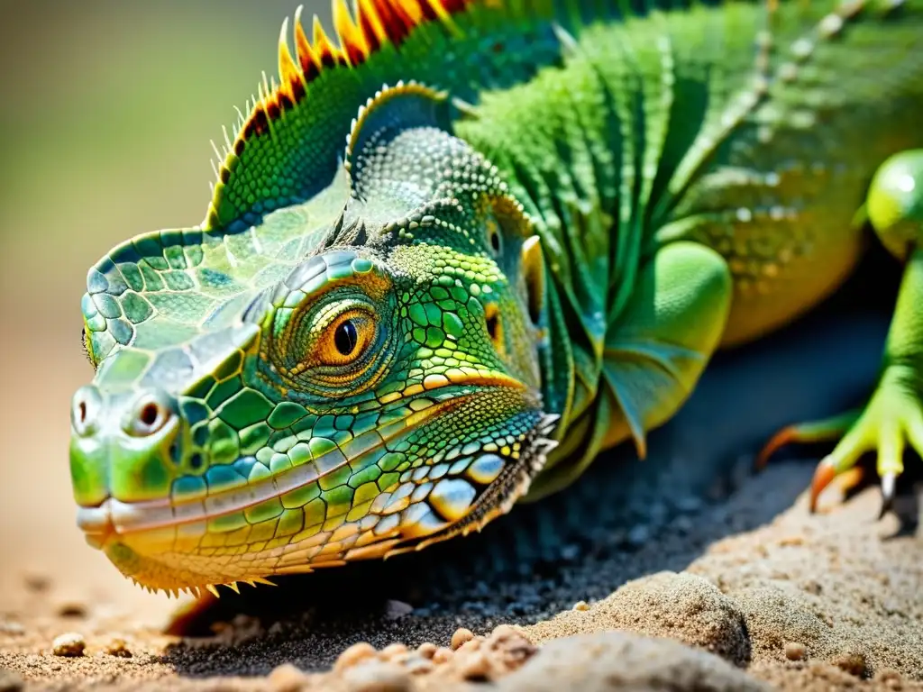 Detalle de la pata herida de una iguana, mostrando la textura de las escamas y el cuidado de heridas en patas de iguanas