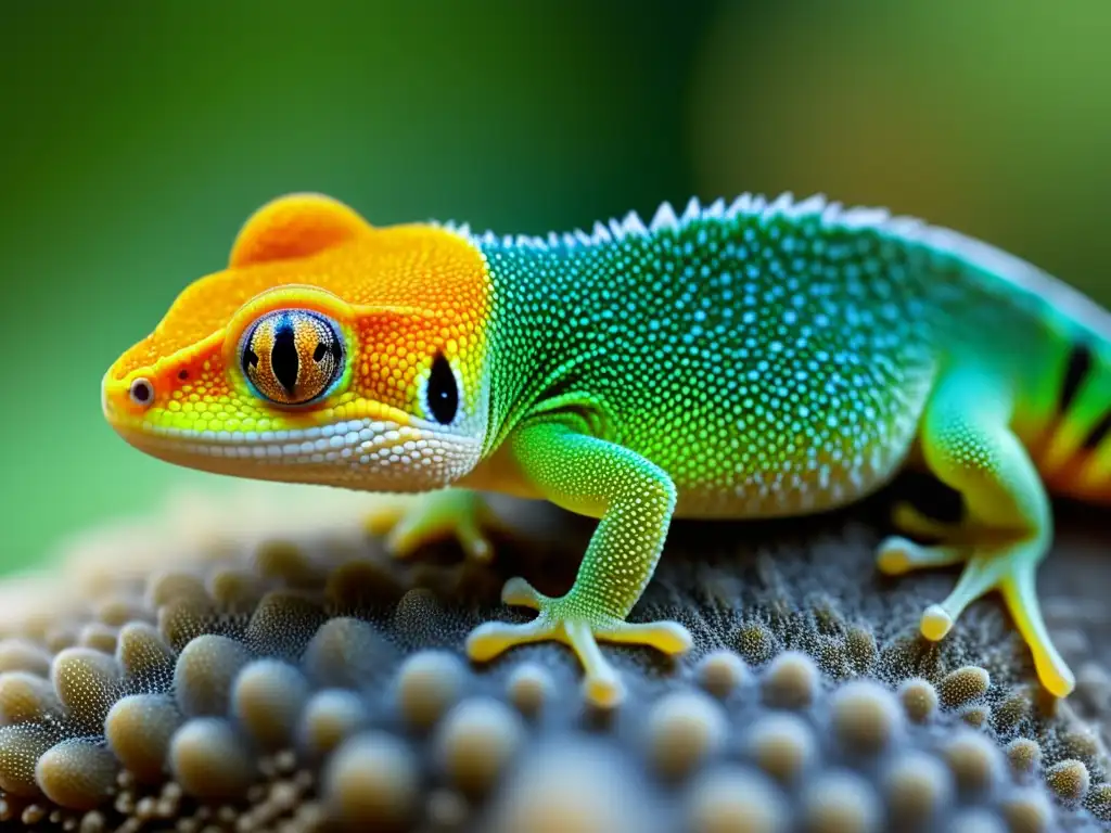 Detalle de la pata de un gecko, mostrando sus patrones y microestructuras