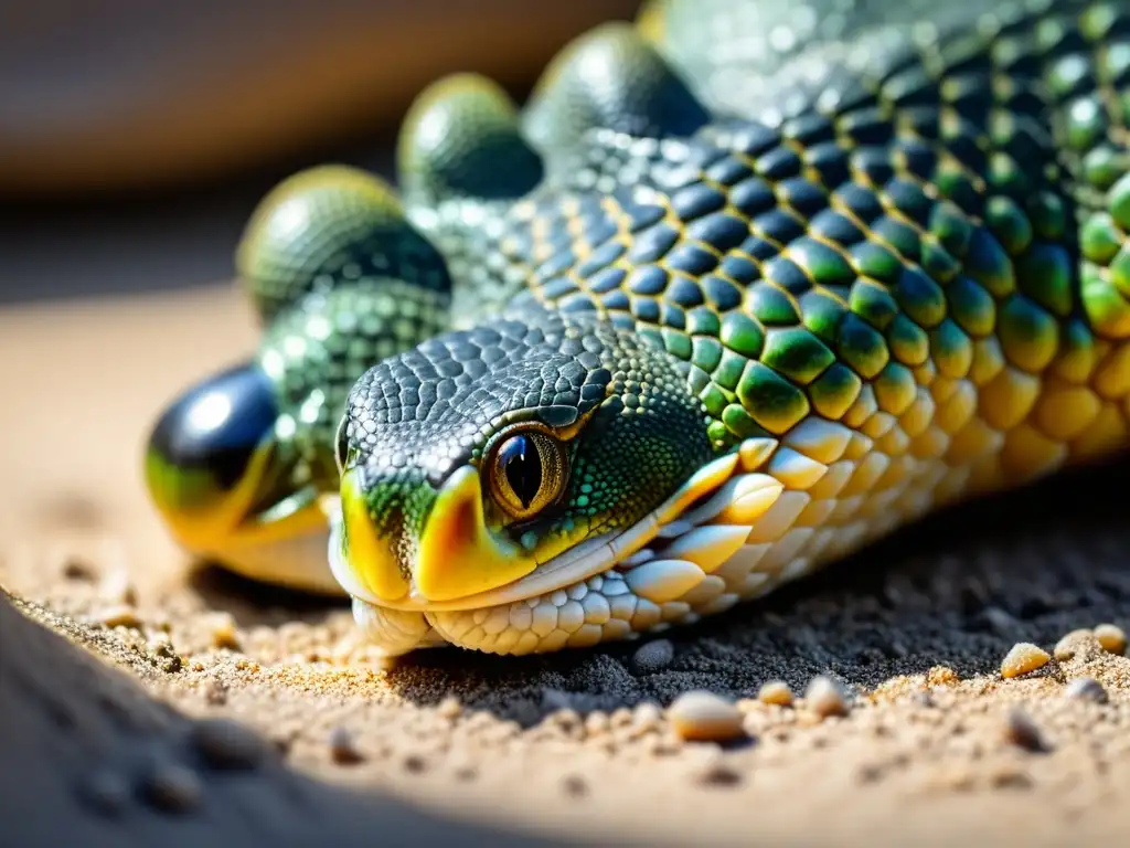 Detalle de la pata de reptil, con escamas intrincadas y textura suave