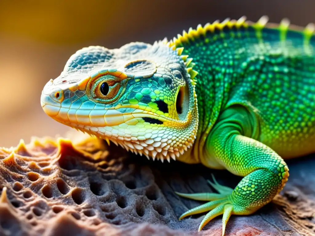 Detalle de piel ulcerada en reptil, mostrando necrosis, inflamación y escamas