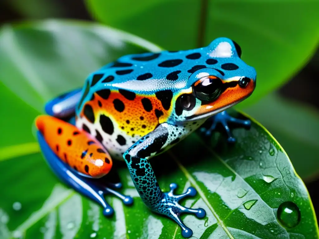 Detalle de una rana venenosa en su hábitat de la selva, mostrando la fragilidad de los anfibios frente al impacto del calentamiento global