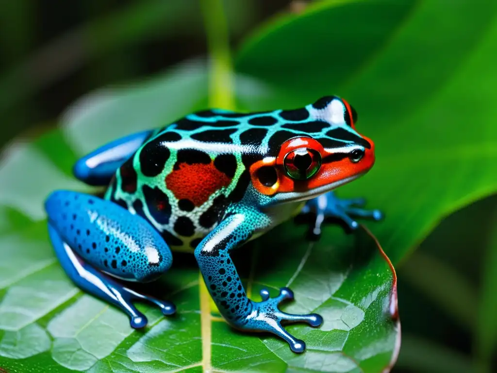 Detalle de una rana venenosa en la selva: especies anfibios desconocidas riesgo desaparecer