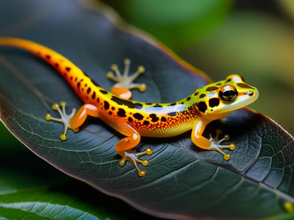 Detalle de la regeneración de extremidades en anfibios, mostrando el asombroso proceso de regeneración con colores vibrantes y textura detallada