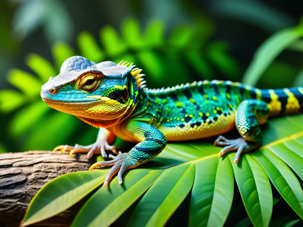 Detalle de reptil criptico descubierto, camuflado en su hábitat natural