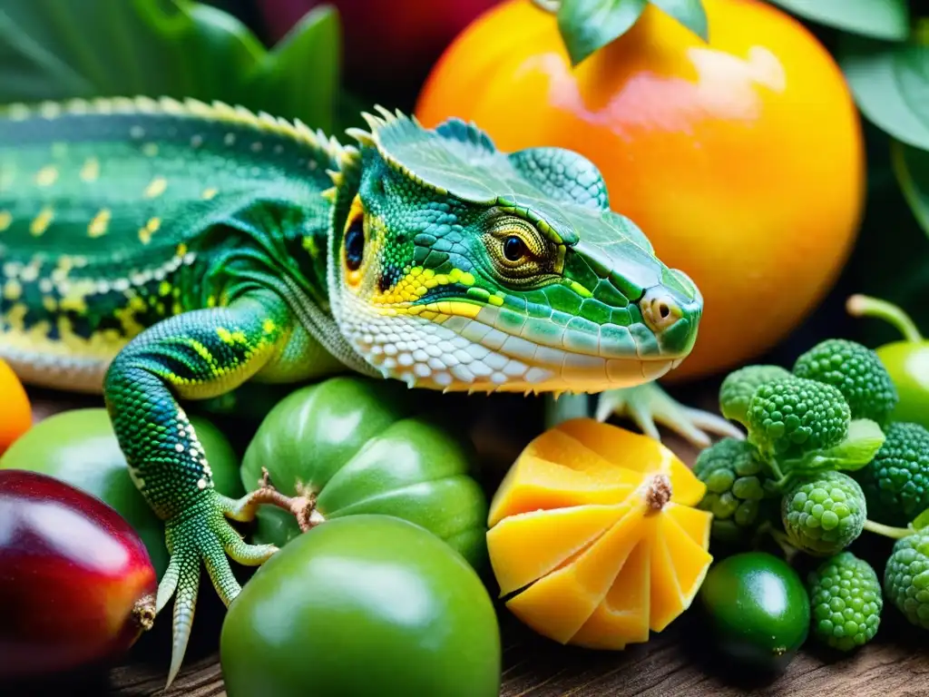 Detalle de la alimentación de reptiles en diferentes etapas, mostrando su dieta especializada y la textura de los alimentos consumidos