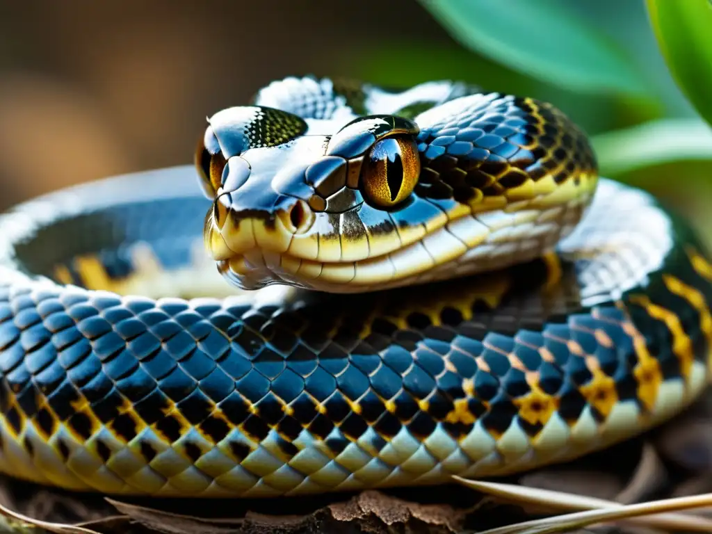 Detalle de serpiente usando feromonas para comunicarse