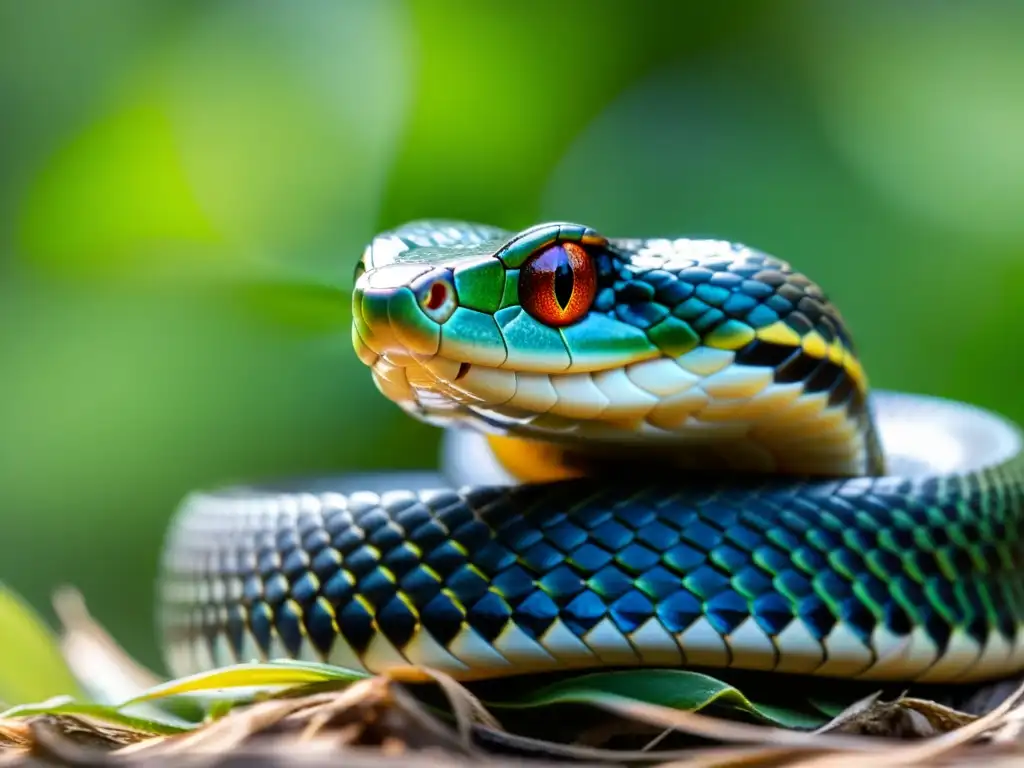 Detalle de una serpiente sacando su lengua bifurcada para detectar olores