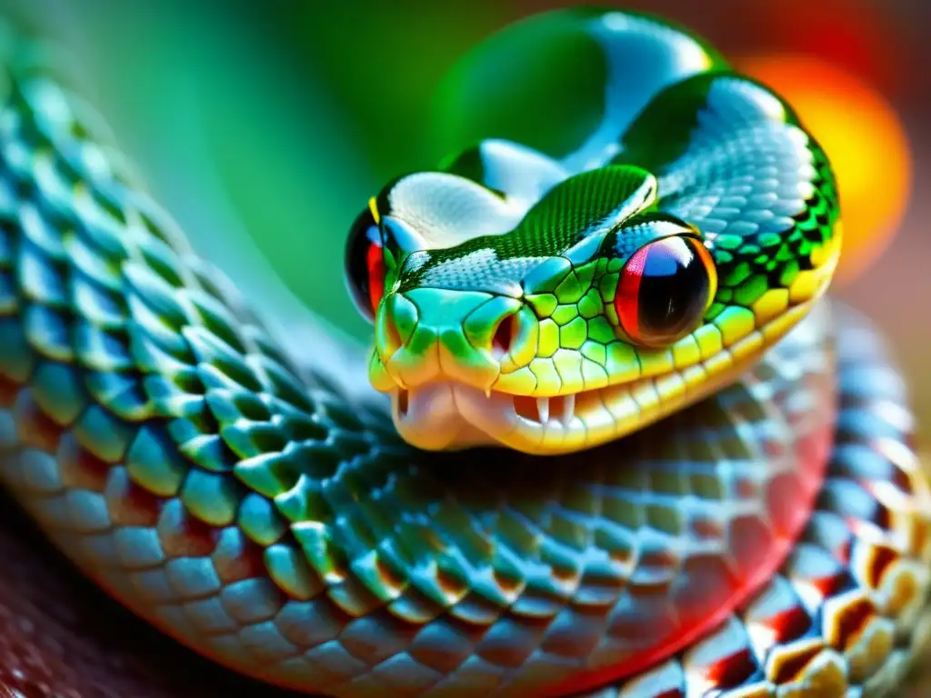 Detalle ultradetallado de la lengua bífida de una serpiente en alta resolución, destacando su función sensorial