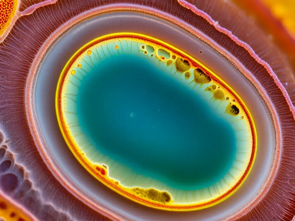 Detalle ultrapreciso de parásitos internos en reptiles bajo microscopio, mostrando tratamientos efectivos