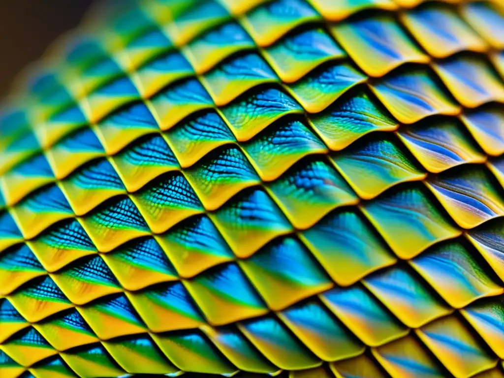 Detalles asombrosos de las escamas de un reptil en 8k, resaltando patrones y texturas en una representación visual cautivadora