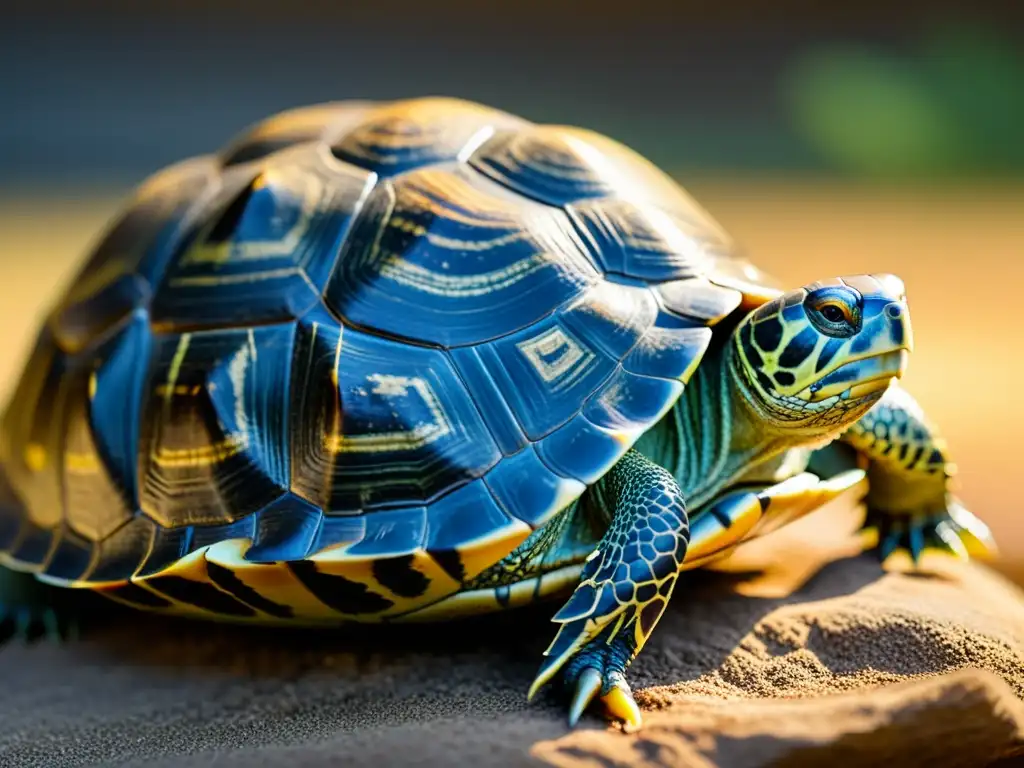 Detalles de caparazón de tortuga doméstica con signos de enfermedad