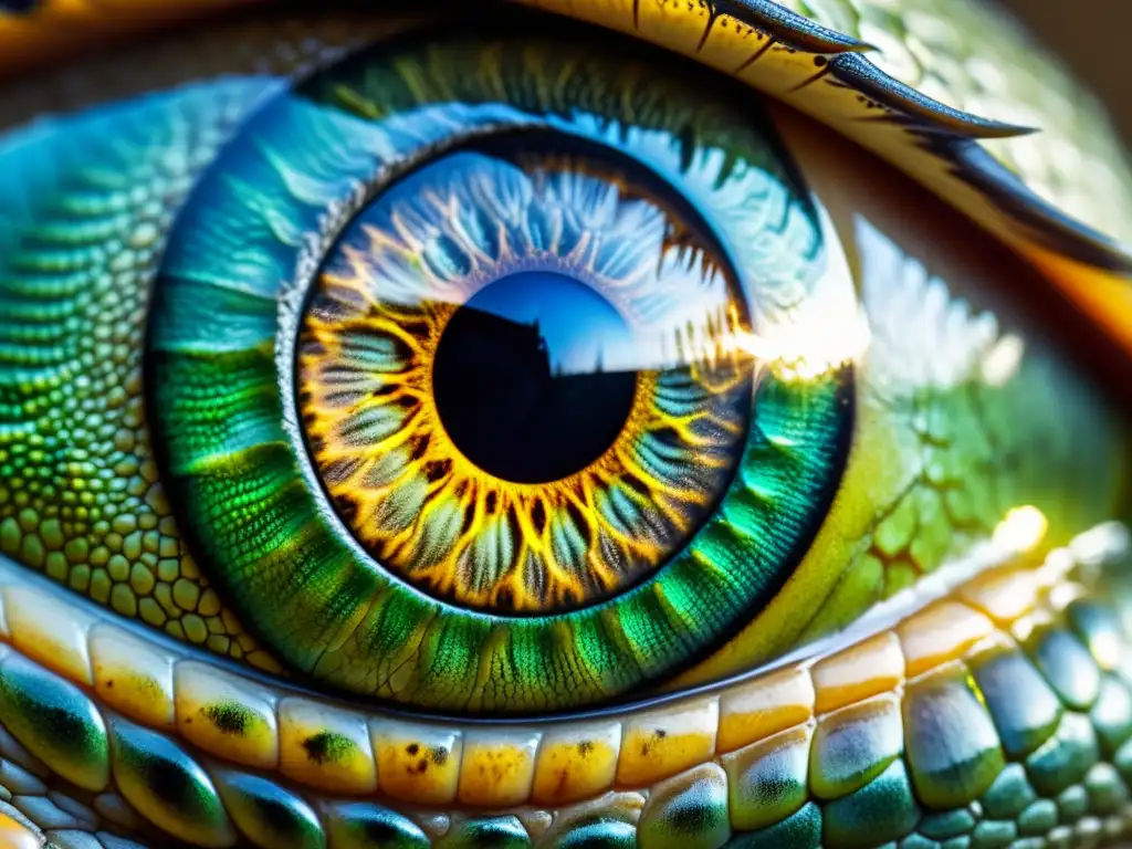 Ojo de reptil en alta definición: detalle cautivador Detalles fascinantes del ojo de un reptil, que refleja intensidad y alerta