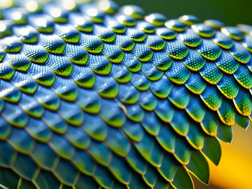 Detalles increíbles de las escamas de un reptil salvaje bajo la luz natural