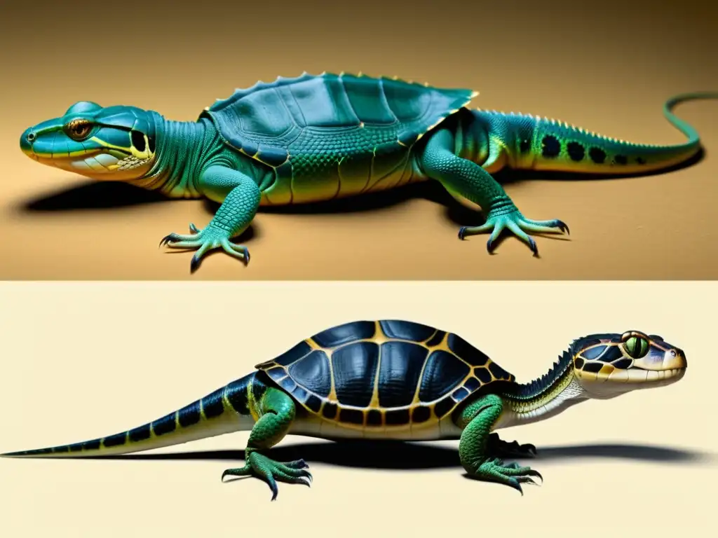 Diferencias en la anatomía de reptiles terrestres y acuáticos: Detalles anatómicos en comparación visual