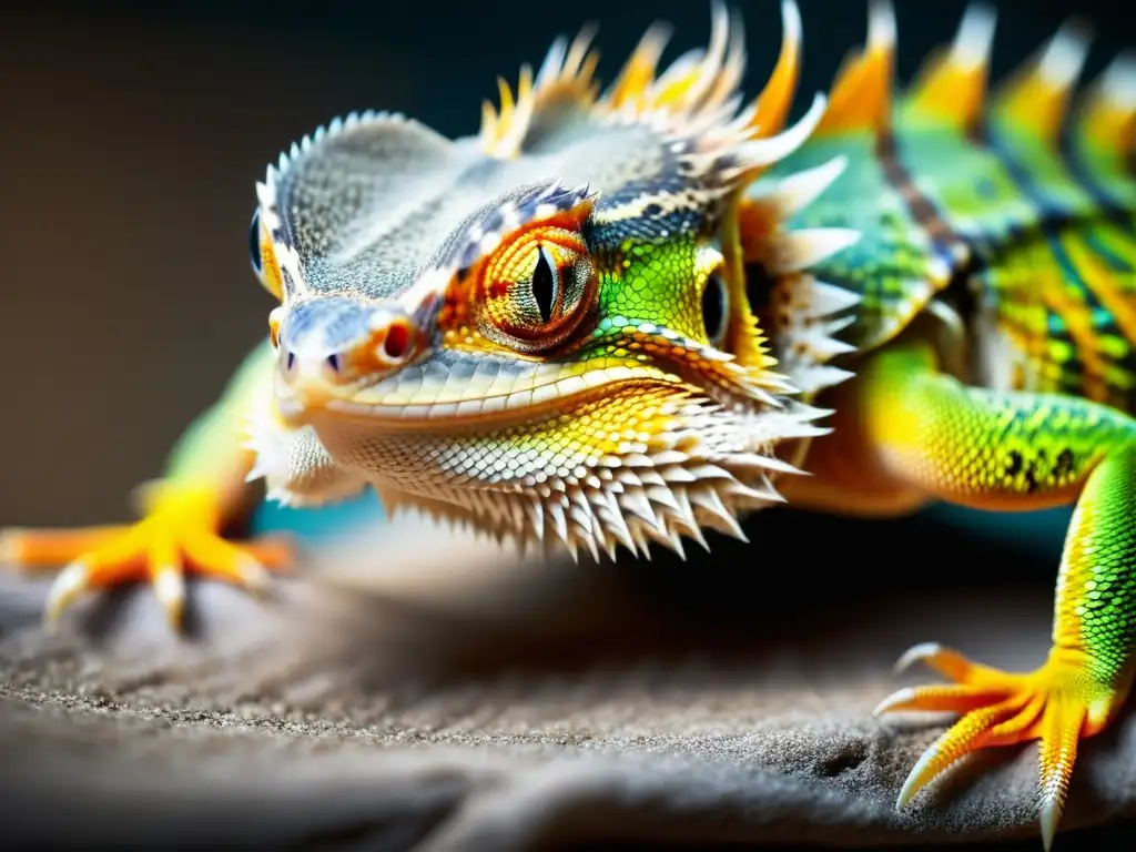 Bearded dragon capturando una presa con su lengua pegajosa