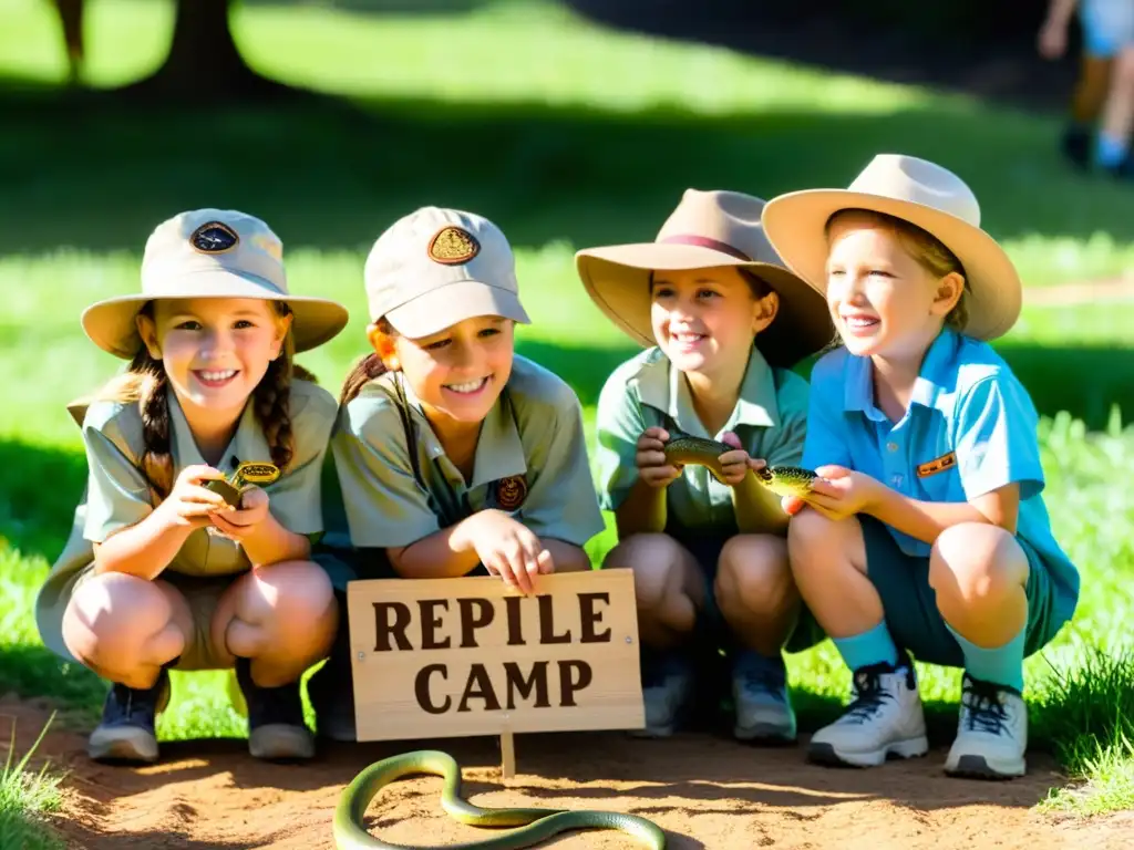 Un emocionante día en el campamento de verano para reptiles, donde los niños exploran la naturaleza y descubren la vida silvestre