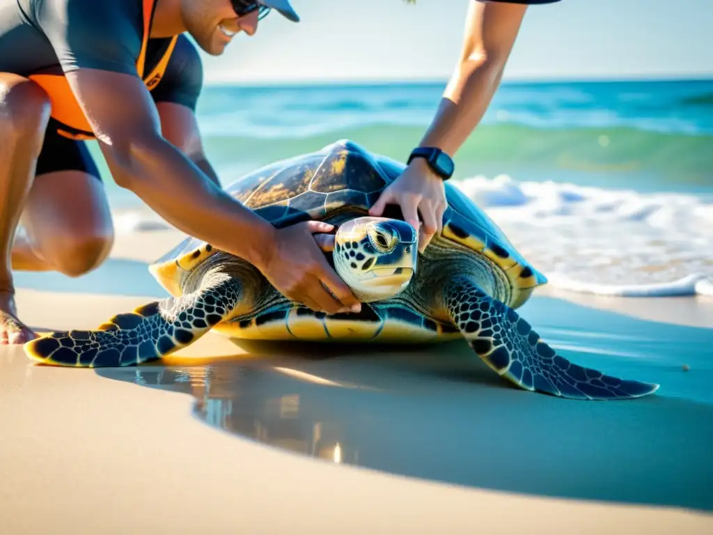 Un emotivo momento: biólogos liberan a tortuga marina rehabilitada