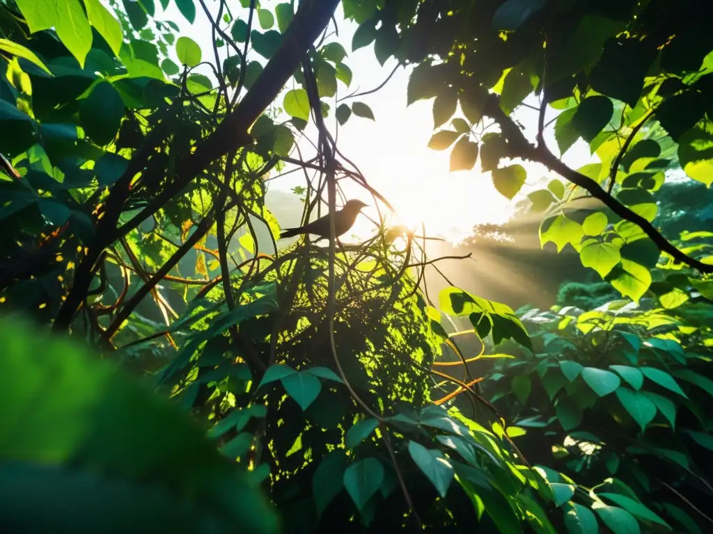 Entrelazados y caóticos, los viñedos y ramas de la selva capturan técnicas de composición en hábitats desordenados, con luz, sombra y vida