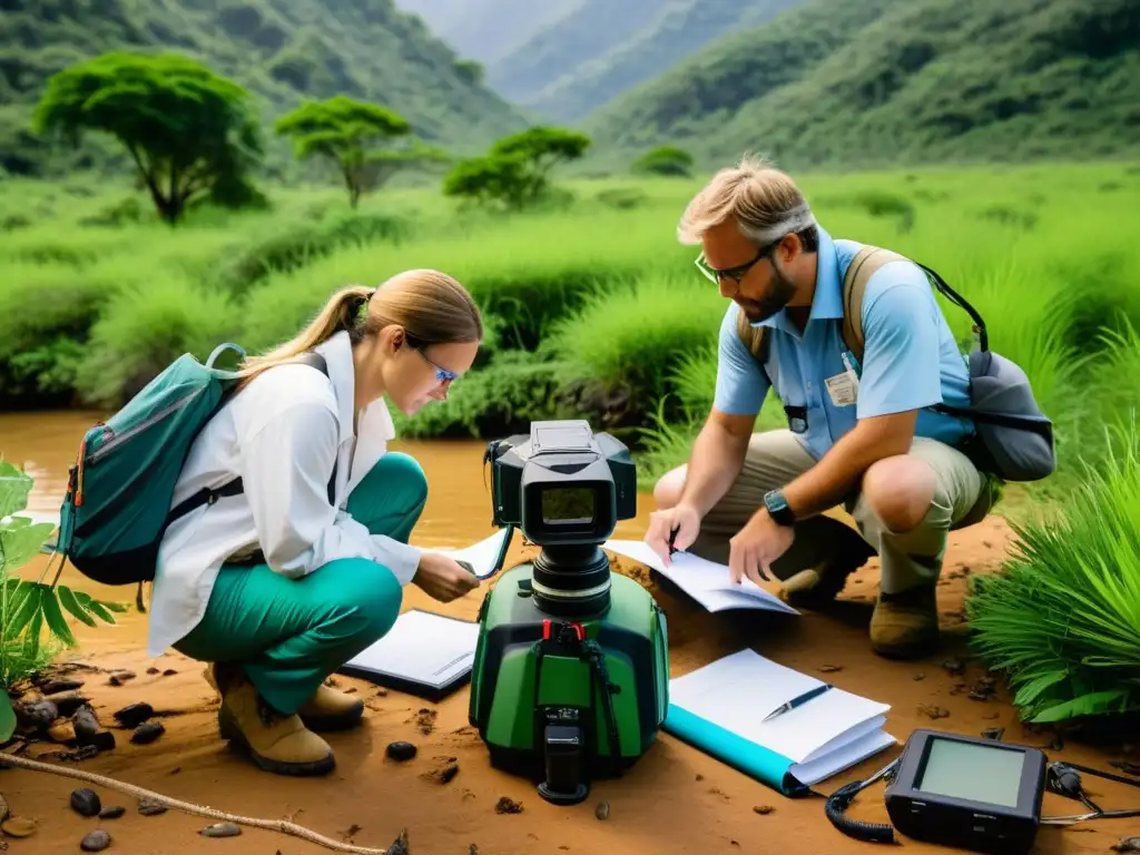 Un equipo de científicos realiza investigación de campo para la conservación de reptiles en peligro, utilizando tecnología avanzada