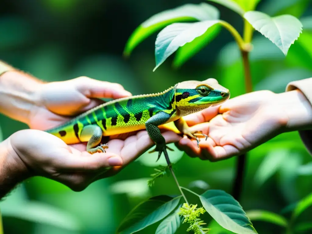 Un equipo de conservacionistas libera cuidadosamente reptiles en peligro en un entorno protegido