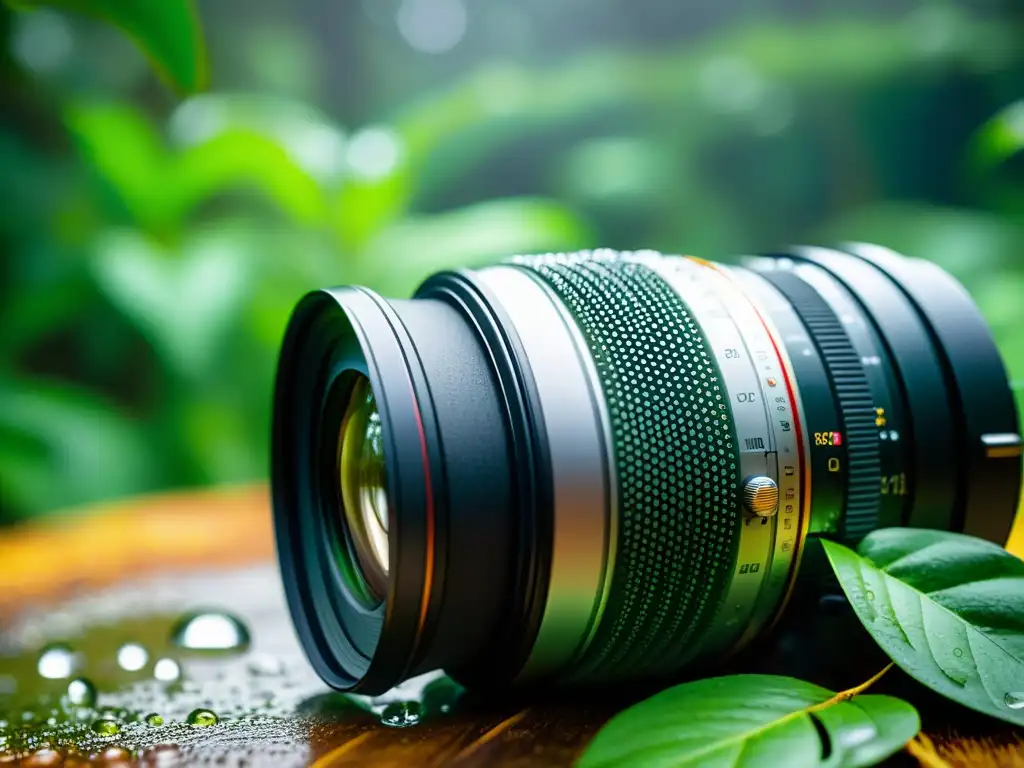 Equipo fotográfico protegido en entornos húmedos, listo para capturar la belleza de la selva lluviosa