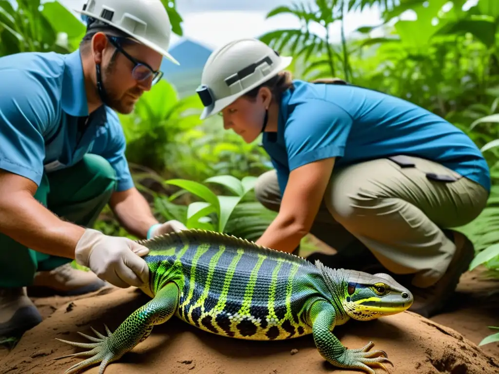 Captura y traslado de reptiles: preservando la biodiversidad Equipo de gobierno protegiendo el ecosistema al capturar reptil exótico