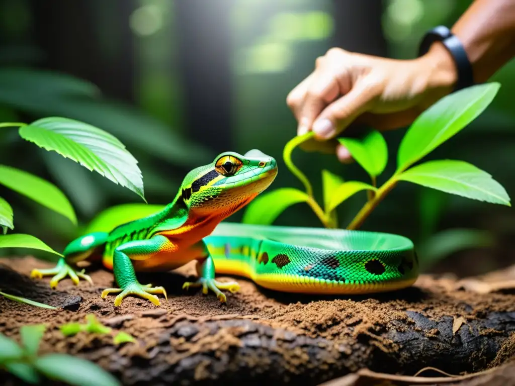 Equipo de herpetólogos liberando reptiles en su hábitat natural, avances en cría cautividad reptiles reintroducción