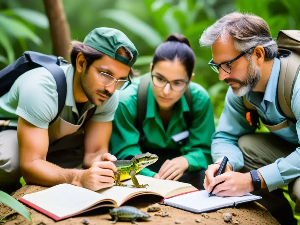 Un equipo internacional de herpetólogos en plena investigación de reptiles