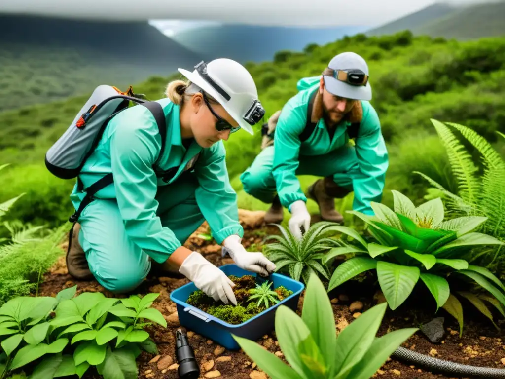 Equipo de investigadores en la lucha contra especies invasoras, utilizando tecnología de IA para monitorear reptiles invasivos en su hábitat natural