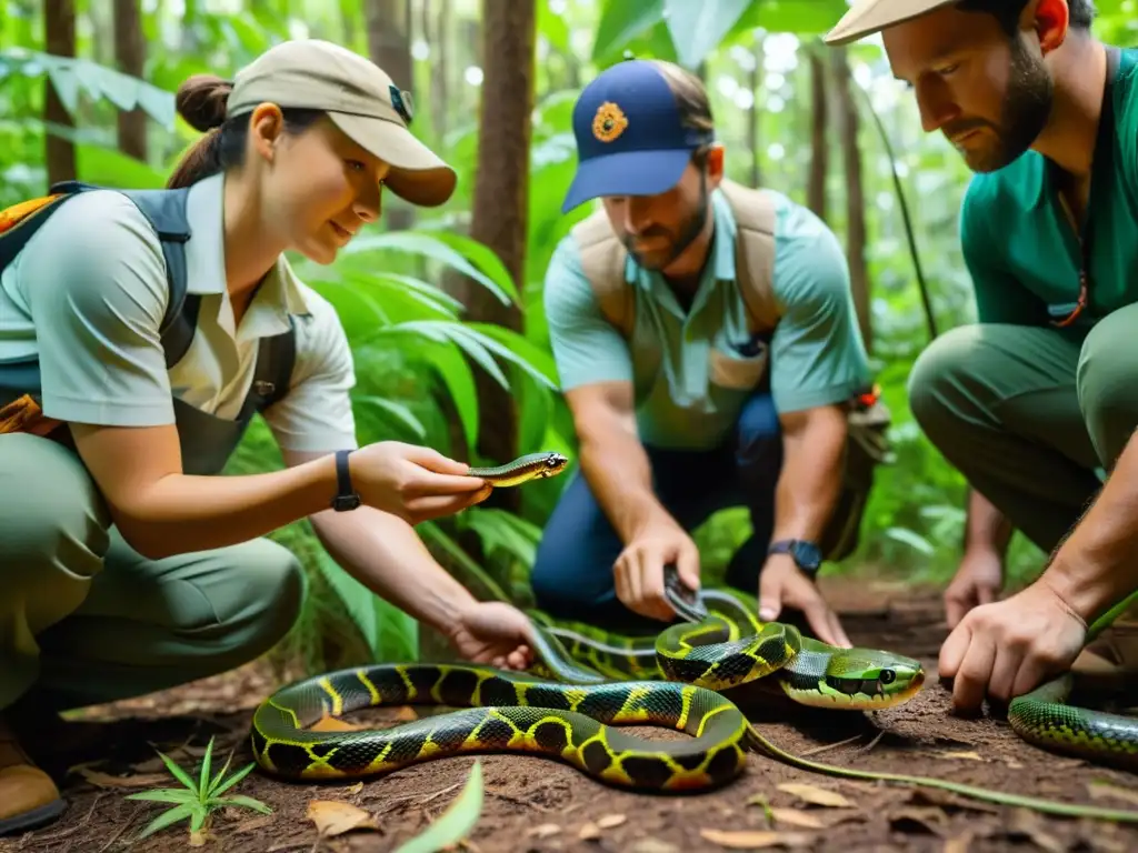 Equipo de investigadores libera serpientes en el bosque, usando tecnología seguimiento reptiles reintroducidos