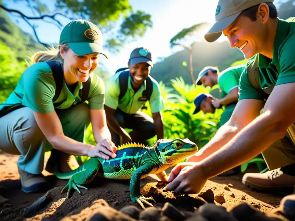 Un equipo multidisciplinario de voluntarios libera con cuidado reptiles en peligro de extinción en su hábitat natural