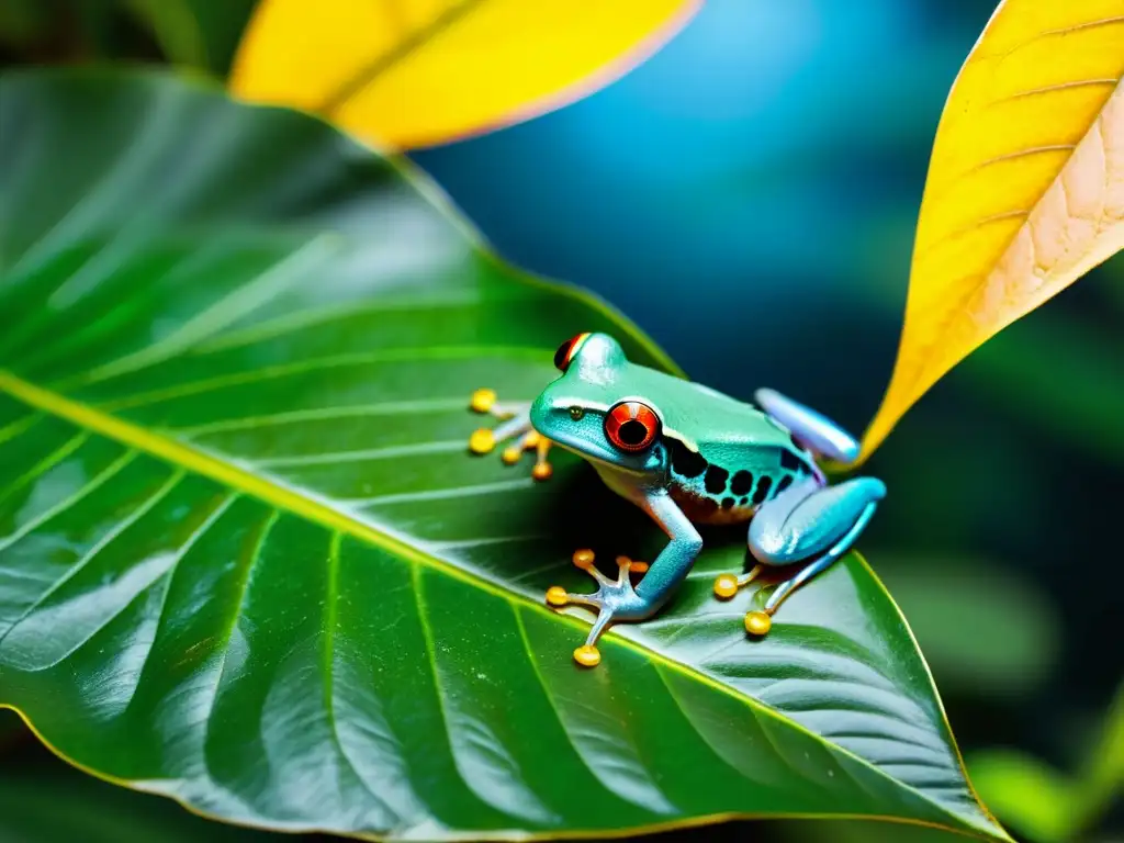 Escena de abundancia natural en el suelo de la selva con un anfibio