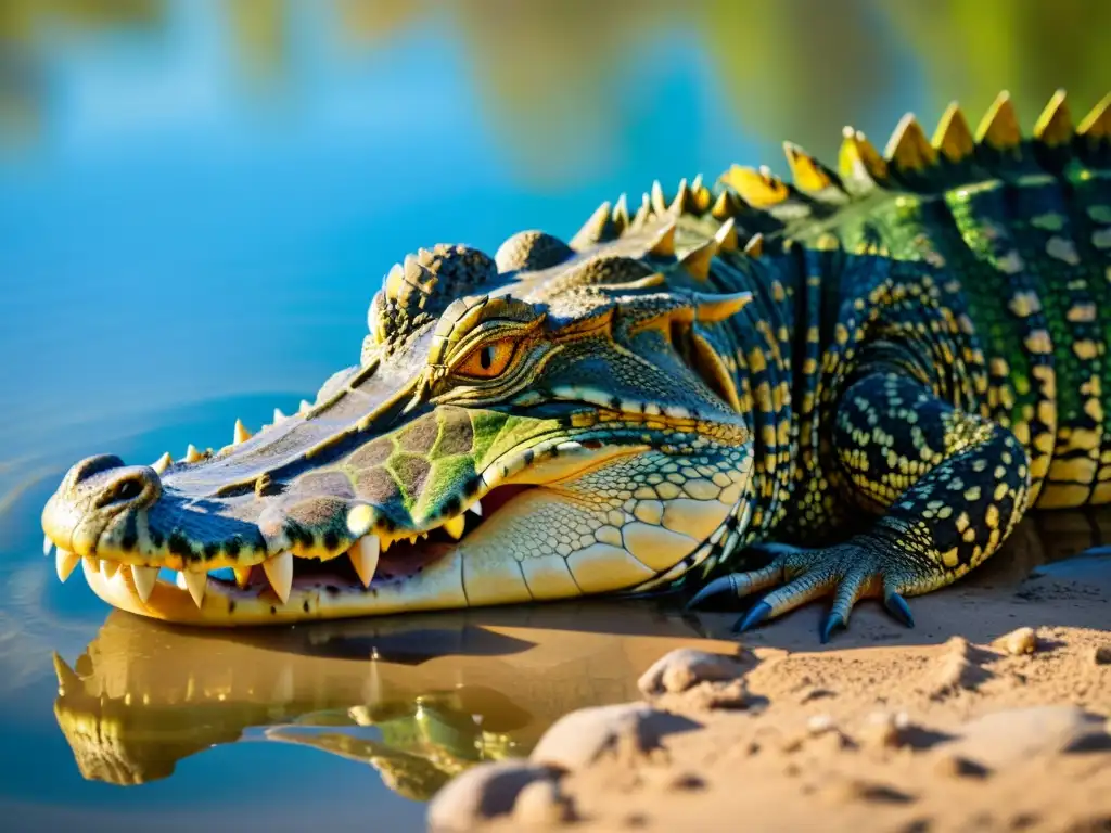 Una escena asombrosa: un cocodrilo descansa en el agua mientras pájaros se posan en su espalda