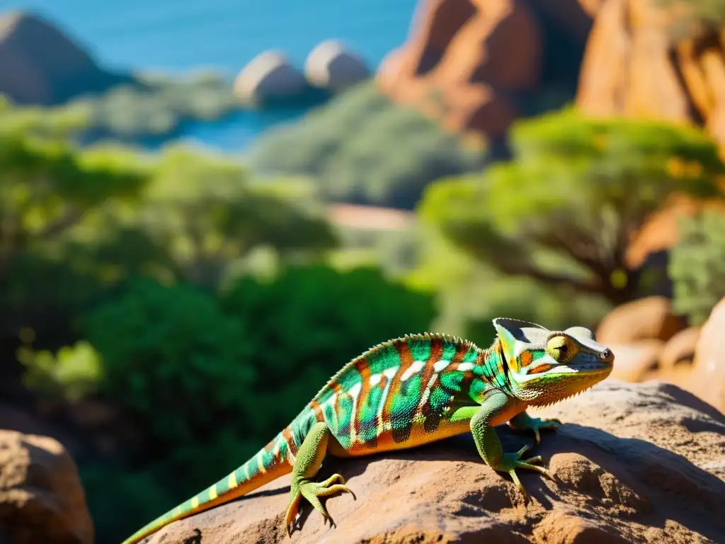 Escena impactante de conservación de reptiles en peligro: un grupo de especies en su hábitat natural, con detalles asombrosos y colores vibrantes